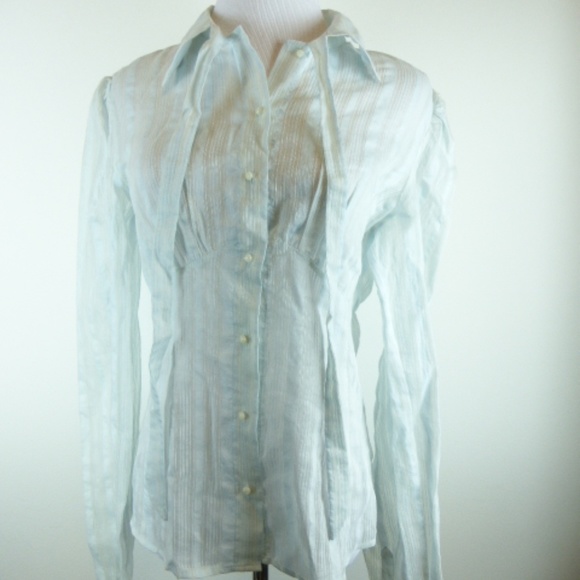 Dolce & Gabbana D&G light blue bow button up long sleeve shirt NWT i46 36 - Picture 3 of 8